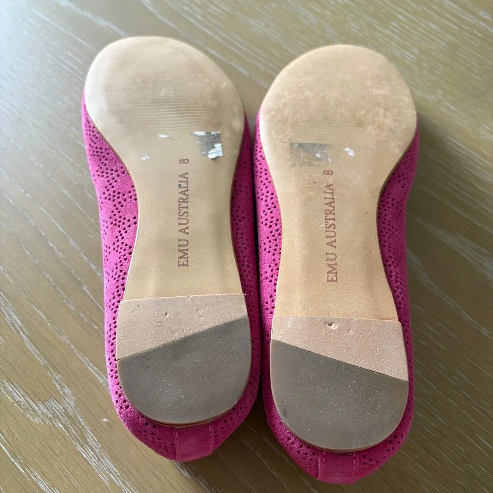 EMU Australia Womens‎ Pink Perforated Suede Ballet Flats Size 8